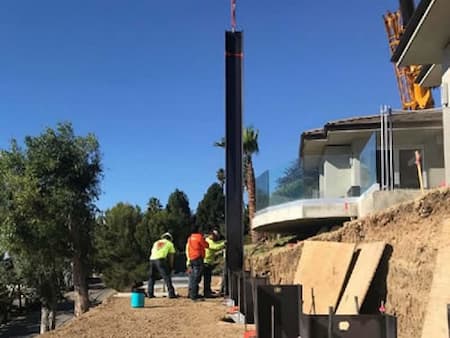 TROYCO Team Installing Piles for a Residential Home near the Beack in Malibu, CA